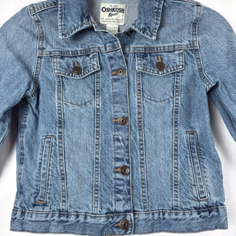 OshKosh Bgosh Girls Denim Jacket Long Sleeve Classic Sz 10